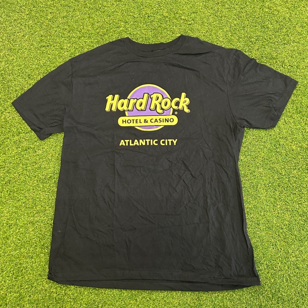 Hard Rock Hotel Casino Atlantic City T-Shirt Mens Large Black Gildan Softstyle
